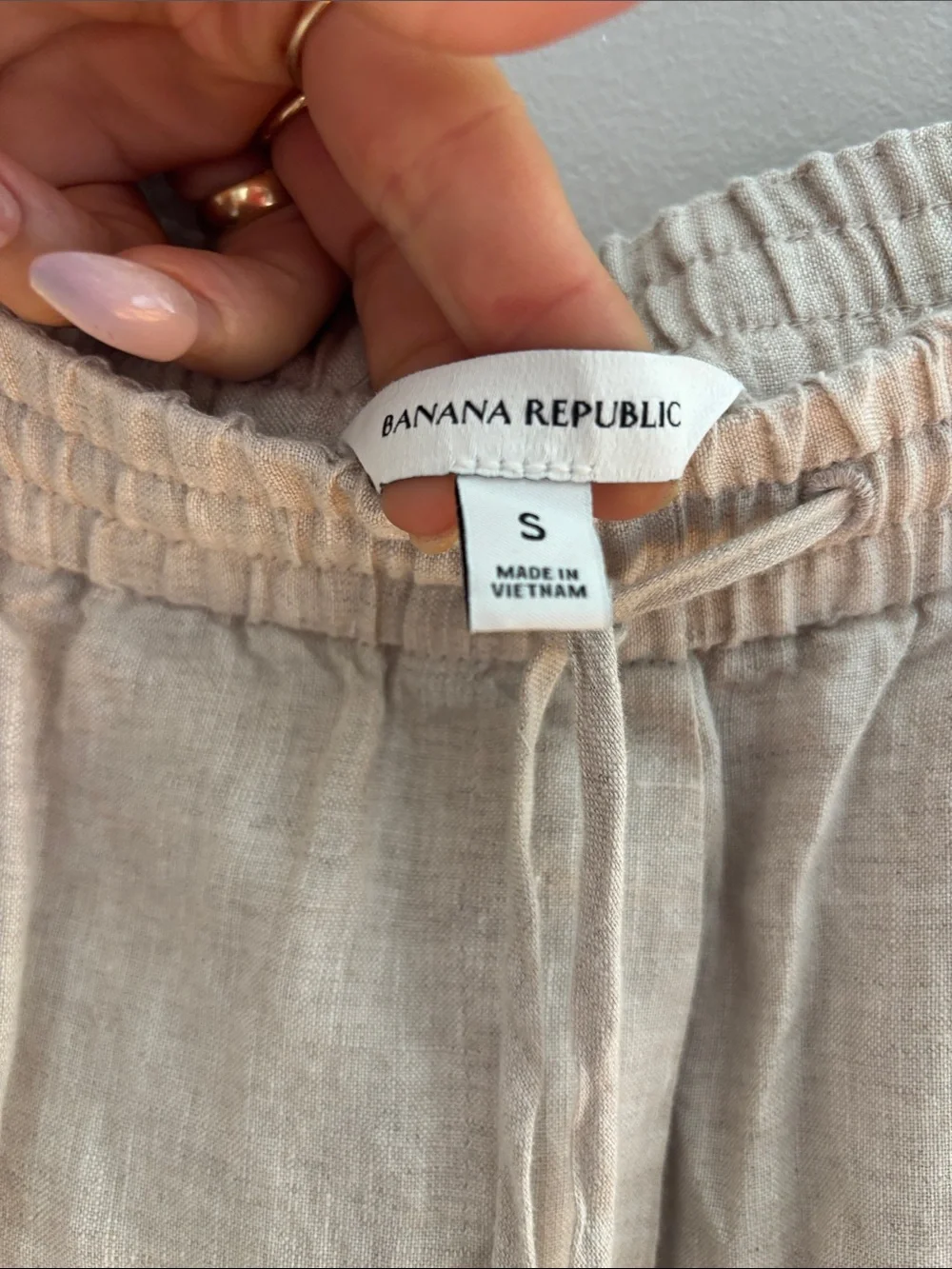 Banana Republic Womens Linen-Blend Drawstring Pants - Beige